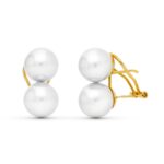 18K PENDIENTES ORO AMARILLO PERLA SINTETICA 9 MM CIERRE CATALÁN