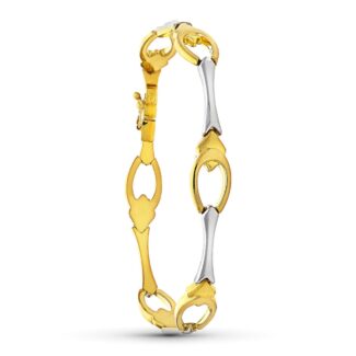 18K PULSERA ORO BICOLOR ESLABONES 19CM
