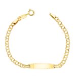 18K ESCLAVA BEBE ORO AMARILLO HUNGARINA PLACA CHAPA BRILLO TALLADA 20X4 MM 13CM