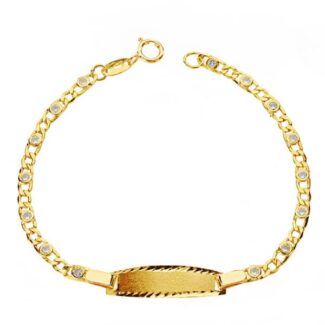 18K PULSERA ORO AMARILLO ESCLAVA CIRCONITA 14CM 2,5 MM