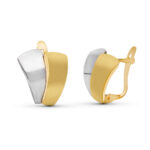 18K PENDIENTES ORO BICOLOR PIÑA RODIO, 13 MM CIERRE CATALÁN
