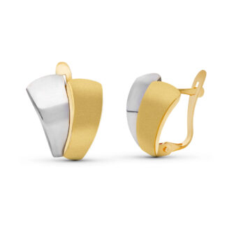 18K PENDIENTES ORO BICOLOR PIÑA RODIO, 13 MM CIERRE CATALÁN