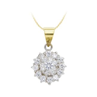 18K COLGANTE ORO AMARILLO CUAJO CIRCONITA 11X11 MM