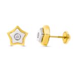 18K PENDIENTES ORO BICOLOR ESTRELLA 8X8 MM CIERRE TUERCA
