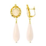 18K PENDIENTES ORO AMARILLO CAMAFEO MARFIL CIERRE CATALÁN