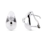 18K PENDIENTES ORO BLANCO CIRCONITA 16X9 MM CIERRE OMEGA