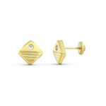 18K PENDIENTES ORO AMARILLO CUADRADOS 7X7 MM, CIERRE TUERCA