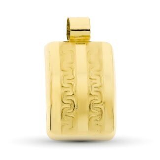 18K COLGANTE ORO AMARILLO RECTANGULAR GRECA 19X11 MM