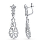 18K PENDIENTES ORO BLANCO LARGOS CIRCONITA CIERRE CATALÁN