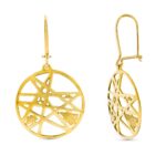 18K PENDIENTES ORO AMARILLO REDONDOS MOTIVOS CALADOS CIERRE GANCHO