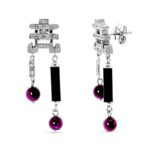 18K PENDIENTES ORO BLANCO CON CIRCONITA Y BOLAS CIERRE PRESION