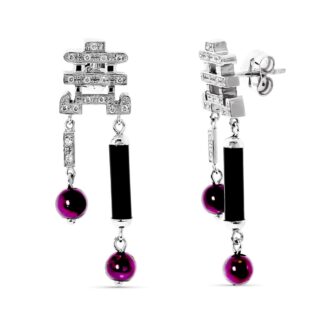 18K PENDIENTES ORO BLANCO CON CIRCONITA Y BOLAS CIERRE PRESION