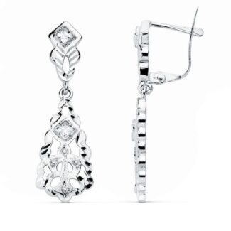 18K PENDIENTES ORO BLANCO CUBANAS 30X9 MM CIERRE CATALAN