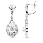 18K PENDIENTES CUBANAS ORO BLANCO 32X12 MM CIERRE CATALAN