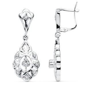 18K PENDIENTES CUBANAS ORO BLANCO 32X12 MM CIERRE CATALAN