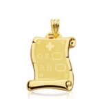 9K COLGANTE PERGAMINO ORO AMARILLO RH, 24X17 MM