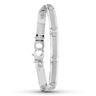 18K PULSERA CABALLERO ORO BLANCO MATE Y BRILLO 21CM