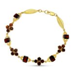18K PULSERA ORO AMARILLO GRANATES 19CM