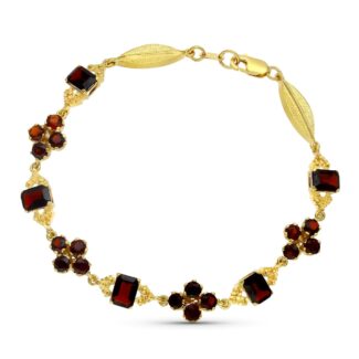 18K PULSERA ORO AMARILLO GRANATES 19CM