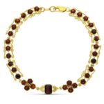 18K PULSERA ORO AMARILLO Y GRANATES 19CM