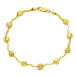 18K PULSERA ORO AMARILLO FLORES MATE Y BRILLO