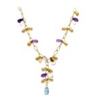 18K GARGANTILLA ORO AMARILLO PIEDRAS COLOR