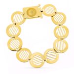 18K PULSERA ORO AMARILLO ESLABONES CALADOS HILOS, ANCHO 16 MM LARGO 18,5 CM