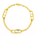 18K PULSERA ORO AMARILLO ESLABONES Y CADENA ANCHO 11 MM LARGO 18,5 CM