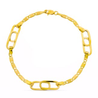 18K PULSERA ORO AMARILLO ESLABONES Y CADENA ANCHO 11 MM LARGO 18,5 CM