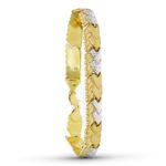 18K PULSERA ORO BICOLOR ESTAMPADA CIRCONITAS, 19CM