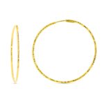 18K PENDIENTES AROS ORO AMARILLO DIAMANTADOS, 40X1,50 MM