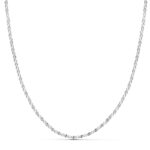 18K CADENA ORO BLANCO MACIZA DIAMANTADA 50CM 1,5 MM