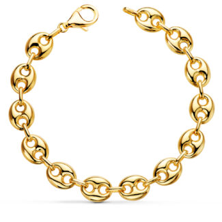18K PULSERA ORO AMARILLO CALABROTE HUECO ANCHO: 10 MM, LARGO: 21CM