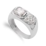 18K SORTIJA ORO BLANCO CIRCONITA DE 8X6 MM, ANCHO: 8 MM