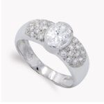 18K SORTIJA ORO BLANCO CON CIRCONITAS, ANCHO: 7 MM