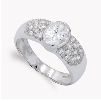 18K SORTIJA ORO BLANCO CON CIRCONITAS, ANCHO: 7 MM