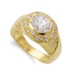 18K SORTIJA ORO AMARILLO CON CIRCONITA BLANCAS, ANCHO: 13 MM