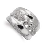 18K SORTIJA ORO BLANCO CORAZONES Y CIRCONITAS, ANCHO: 13 MM