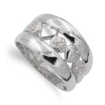 18K SORTIJA ORO BLANCO CORAZONES Y CIRCONITAS, ANCHO: 12 MM