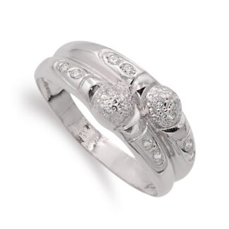 18K SORTIJA ORO BLANCO DOS CUERPOS CON CIRCONITAS, ANCHO: 8,5 MM