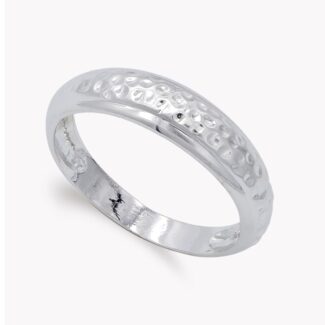 18K SORTIJA ORO BLANCO LISA MARTILLADA, ANCHO: 5 MM