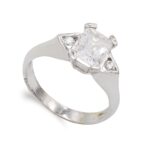 18K SORTIJA ORO BLANCO CON CIRCONITA EN GARRA, ANCHO: 8 MM