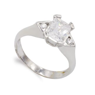 18K SORTIJA ORO BLANCO CON CIRCONITA EN GARRA, ANCHO: 8 MM