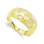 18K SORTIJA ORO AMARILLO MACIZA CON CIRCONITAS, ANCHO: 9,5 MM