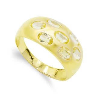 18K SORTIJA ORO AMARILLO MACIZA CON CIRCONITAS, ANCHO: 9,5 MM