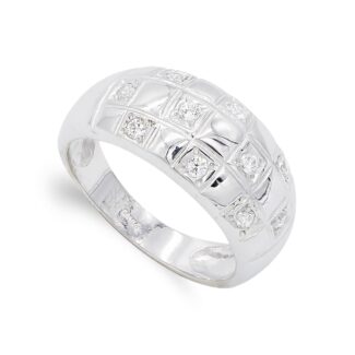 18K SORTIJA ORO BLANCO CON CIRCONITAS, ANCHO: 9,5 MM