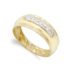 18K SORTIJA ORO BICOLOR MACIZA CON CIRCONITAS, ANCHO: 7,5 MM