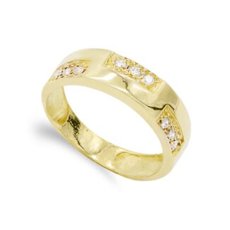 18K SORTIJA ORO AMARILLO MACIZA CON CIRCONITAS, ANCHO: 6 MM