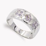 18K SORTIJA ORO BLANCO CON CIRCONITA COLOR AMATISTA, ANCHO: 8 MM