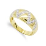 18K SORTIJA ORO AMARILLO MACIZA CON CIRCONITAS, ANCHO: 9 MM